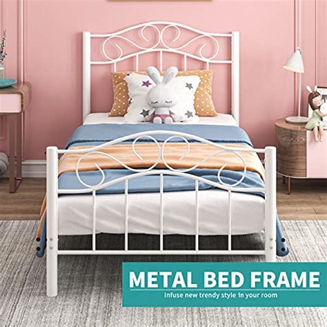 Mecor Twin Xl Curved Metal Bed Frame Princess White Platform Bed