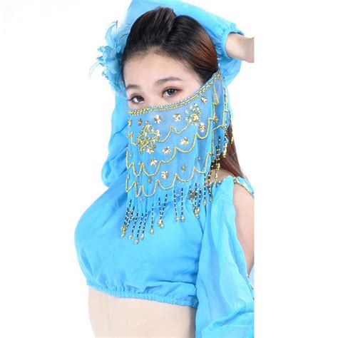 Lady Belly Dance Face Veil Shiny Beads Gypsy Tassels Dancing Costume Carnival Ebay