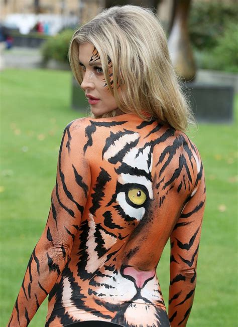 Joanna Krupa Bodypaint While Protesting Outside Westminster In London