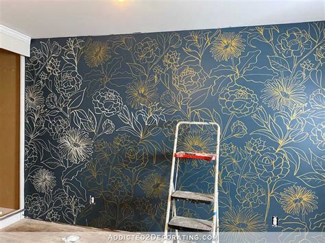 Diy Hand Drawn Floral Line Drawing Wall Mural Part 1 Progress