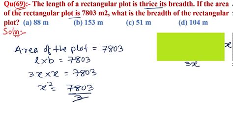 Q69 The Length Of A Rectangular Plot Is Thrice Its Breadth If The