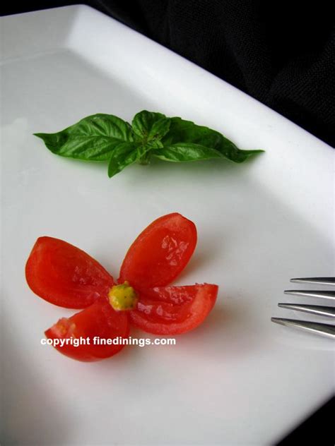 Garnishes For Dinner Plates Cherry Tomato Flower Garnish