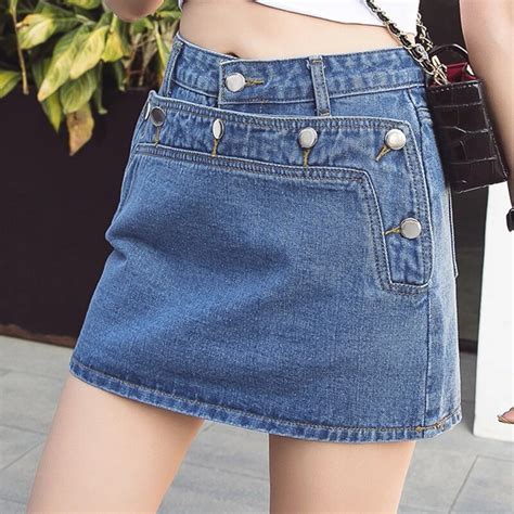 Buy Jean Skirt Mini Jupe Summer Ladies Black Blue High Waist Denim Skirts Women