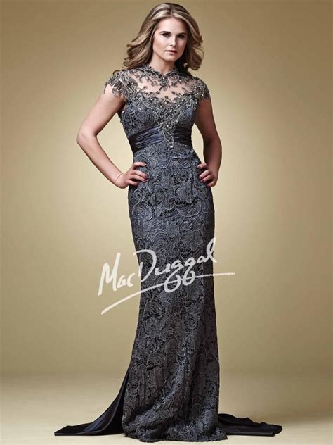 A collection of classic designs curated with a youthful sophistication that both marks the moment and redefines tomorrow. Lace Evening Gown with Satin Train | Mac Duggal 80168D (With images) | Mother of the bride ...