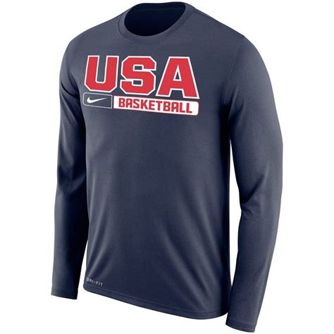 Newchic offer quality usa basketball t shirts at wholesale prices. USA Basketball Nike Legend 2.0 Long Sleeve T-Shirt - Navy | Long sleeve tshirt men, Usa ...