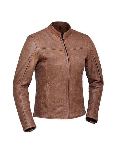 Brown Arizona Womens Premium Leather Biker Motorcycle Jacket Reg 239