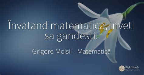 Învatand Matematica Inveti Sa Gandesti Citat De Grigore Moisil