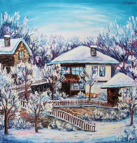Painting Winter In The Village Painting Original Fine Art Art Painting
