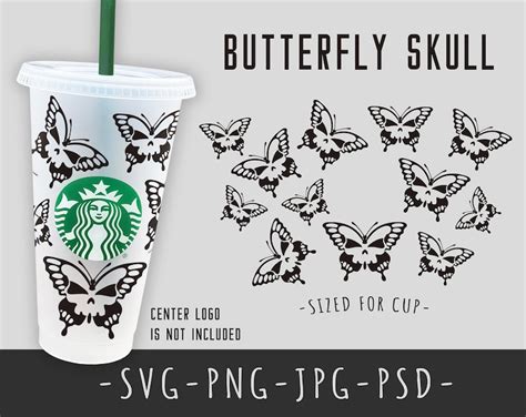 Free 155 Butterfly Free Starbucks Cup Wrap Svg SVG PNG EPS DXF File