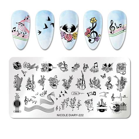 Nicole Diary Nail Stamping Plates Flower Lines Image Stamp Template