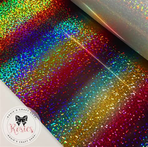 Rainbow Holographic Sparkle Iron On Vinyl Htv Rosies Craft Shop Ltd