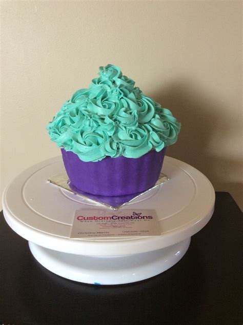 Giant Cupcake 1st Birthday Smash Cake Purple Fondant With Teal