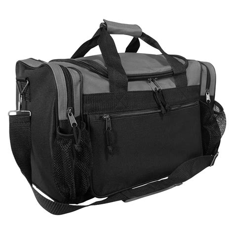 Dalix 17 Duffle Bag Sports Travel Gym Bag With Mesh Pockets In Gray