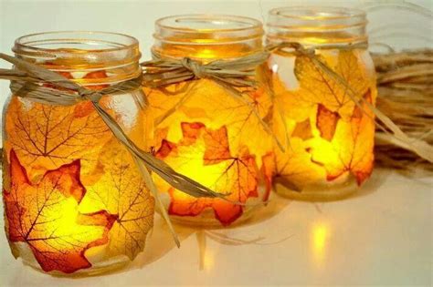 Fall Leaf Luminaries Fall Mason Jars Leaf Mason Jar Candle Fall
