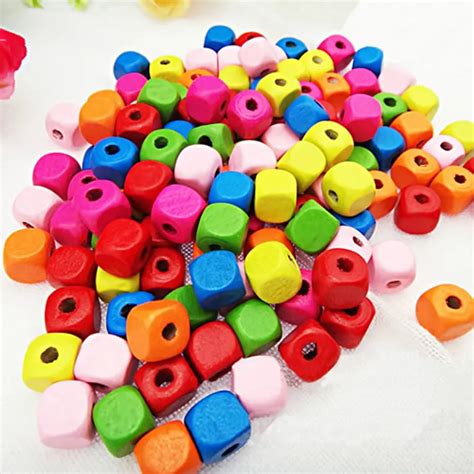 200pcslot Wholesale Mixed Wood Beads Lead Free Square Wooden Beads For