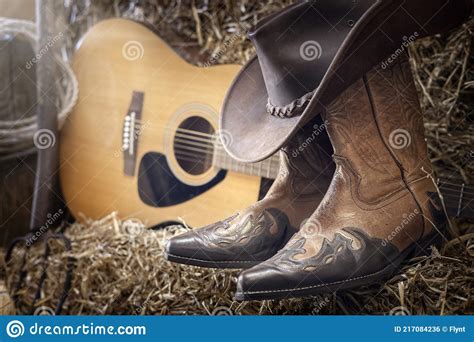 Country Music Festival Live Concert Or Rodeo With Cowboy Hat Guitar And