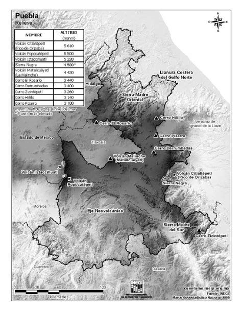Mapa Para Imprimir De Puebla Mapa De Montañas De Puebla Inegi De