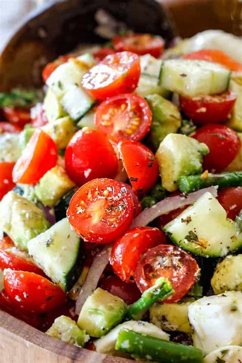 Cucumber Tomato Salad With Avocado Mozzarella And Asparagus