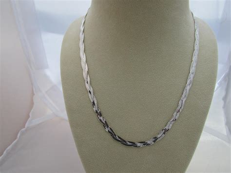 Sterling Silver Necklace Braided Necklace Herringbone