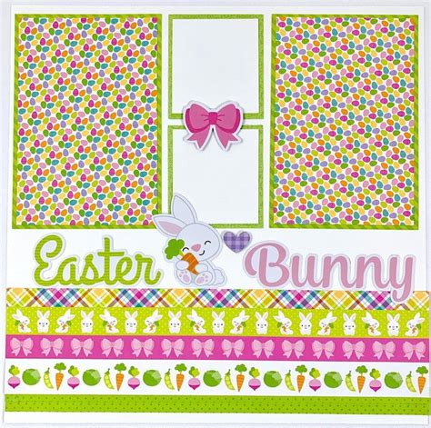 Easter Scrapbook Page Kit 12x12 Or Premade 8 Pages Bunny Etsy 12x12 Scrapbook Scrapbook