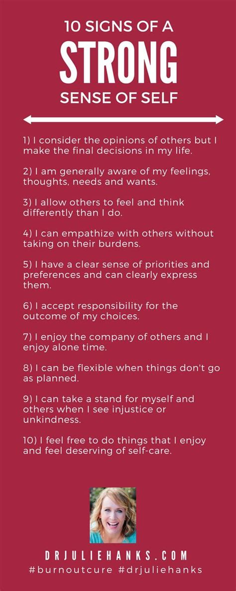 10 Signs Of A Strong Sense Of Self Rselfcarecharts