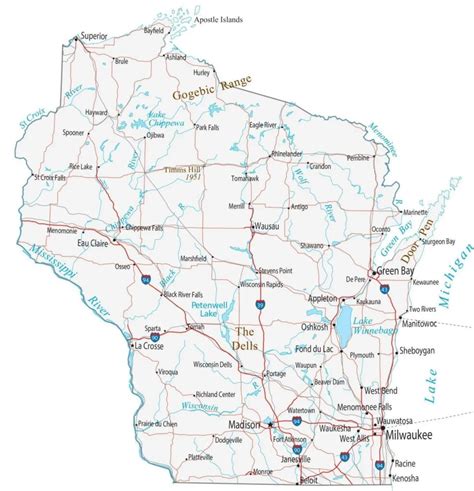 Map Of Wisconsin Wi Cities And Towns Printable City Maps