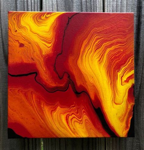 Abstract Acrylic Pour Painting 10x10 Original Painting On Canvas