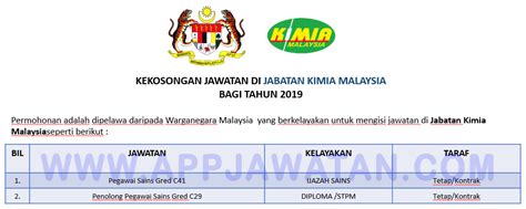 Maklumat kerja kosong sektor kerajaan dan swasta di malaysia 2021. Jawatan Kosong Terkini di Jabatan Kimia Malaysia ...