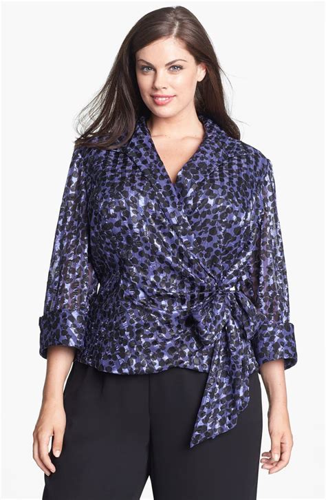 Alex Evenings Print Wrap Blouse Plus Size Nordstrom