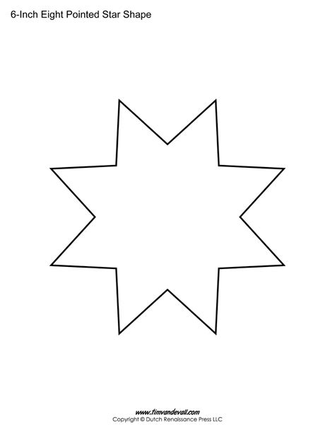 Free Eight Pointed Star Shapes Blank Printable Shapes For Kids
