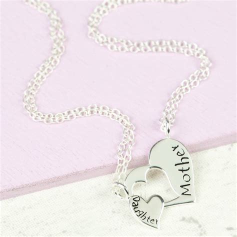 sterling silver mother and daughter heart necklace set by lisa angel
