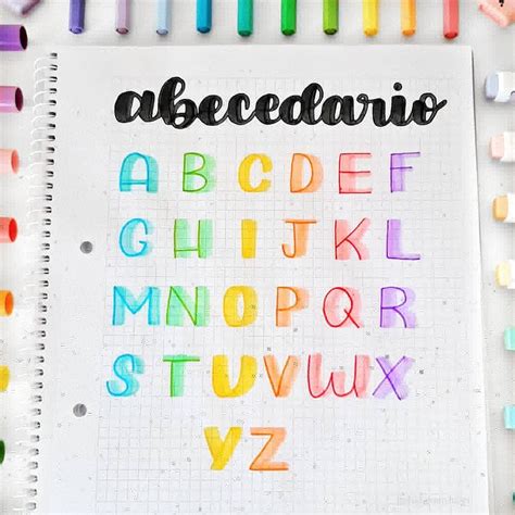 Abecedario tipografía tipografías Bonita colorido lettering studygram en Tipos de letras