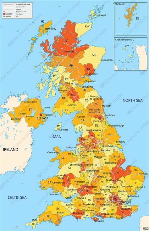 Digital Zip Code Map United Kingdom 652 The World Of