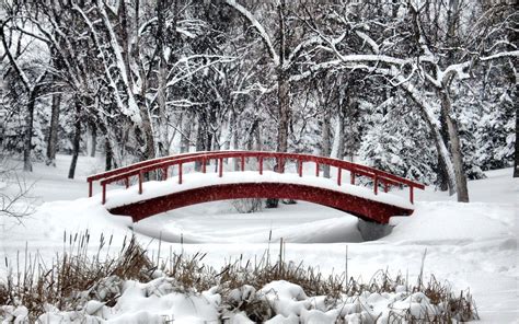 Winter Wonderland Red Bridge Winter Wonderland Winter Scenery