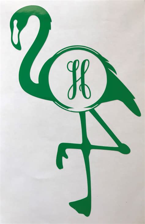 Flamingo Monogram Vinyl Decal Flamingo Sticker Initial Etsy