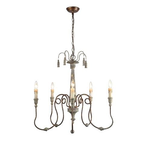 Lnc 5 Light Gray Shabby Chic French Country Chandelier A03299 The