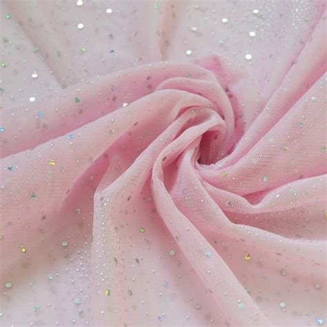 Sparkle Baby Pink Tulle Fabric Dunelm