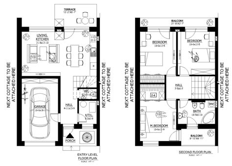 Plano De Casa De 2 Pisos Con Garaje Y 3 Dormitorios