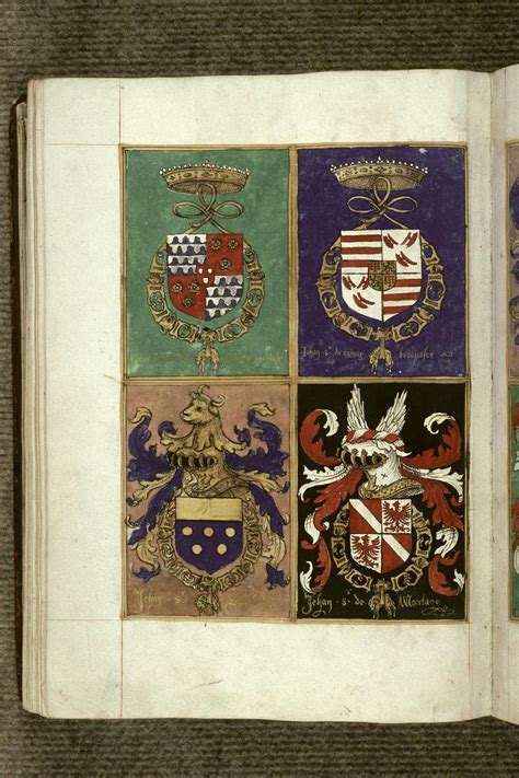 Heraldic Details From A 17th Century French Manuscript Recueil Des