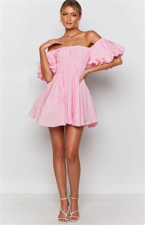 Paradise Puff Sleeve Dress Pink Beginning Boutique Us Pink Dress