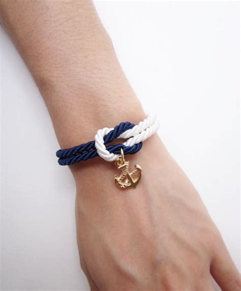 nautical bracelet anchor bracelet sailor bracelet navy bridesmaid bracelet rope bracelet