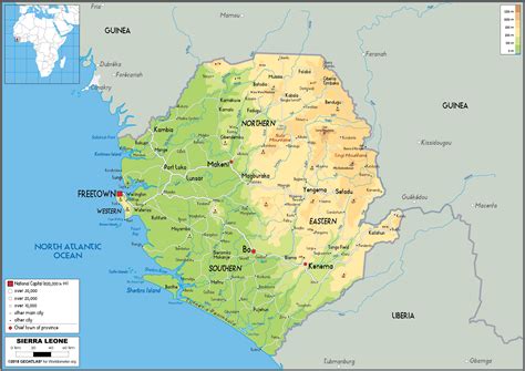 Sierra Leone Map Physical Worldometer