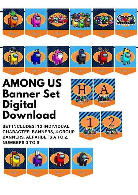 Among Us Banner Flag Digital Download Among Us Party Etsy