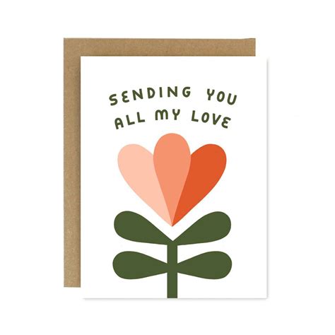 Sending You All My Love Screen Printed Folding Greeting Card Etsy