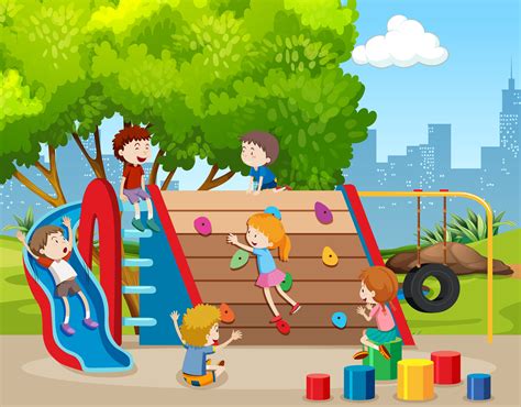 Happy Children On Playground 298696 Vector Art At Vecteezy
