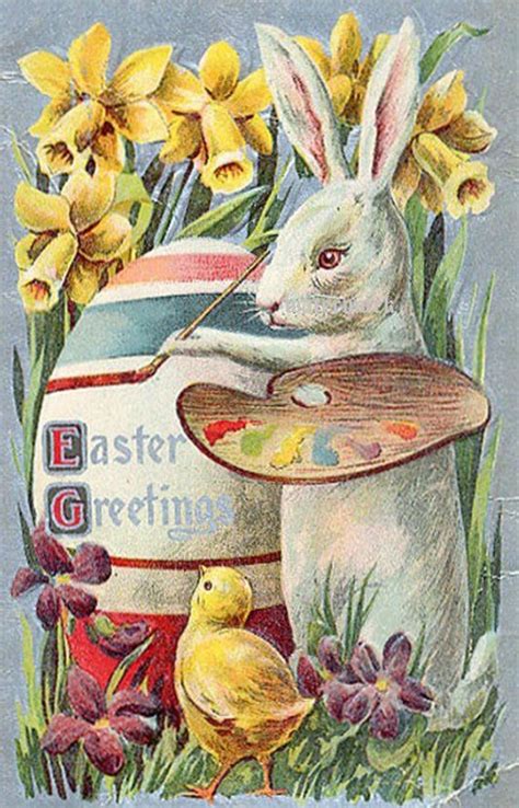 Digital Victorian Vintage Easter Postcards Images For Crafting Scrapbooking Angel Rabbit Bunny