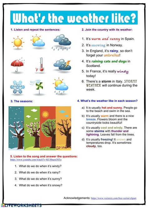 Whats The Weather Like Activity Live Worksheets