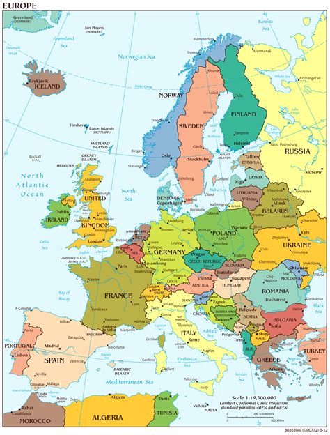 Large Political Map Of Europe Only