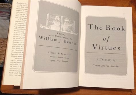 The Book Of Virtues By William J Bennett Autographed Copy Etsy