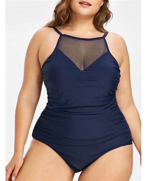 plus size mesh tummy control swimsuit midnight blue 3v76863815 size 2x tummy control